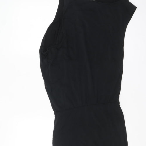 AllSaints Women's Black Cupro Bodycon One-Shoulder Dress UK 4
