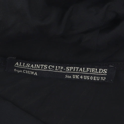 AllSaints Women's Black Cupro Bodycon One-Shoulder Dress UK 4