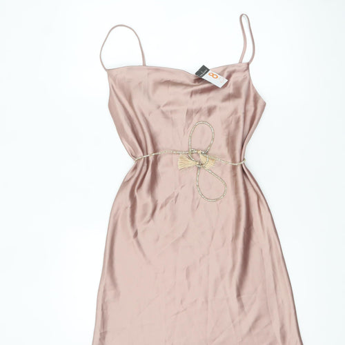 Primark Women Pink Satin Slip Dress Size 8 Party Cocktail