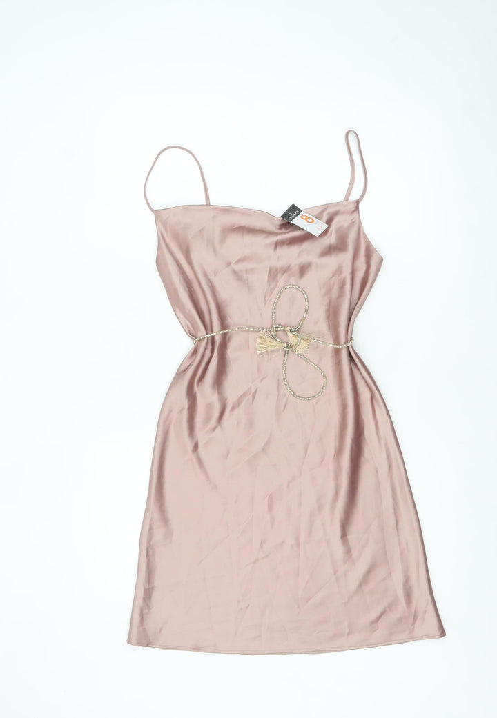 Primark Women Pink Satin Slip Dress Size 8 Party Cocktail