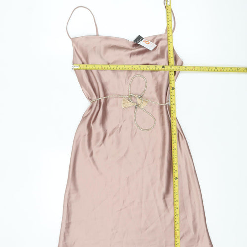 Primark Women Pink Satin Slip Dress Size 8 Party Cocktail