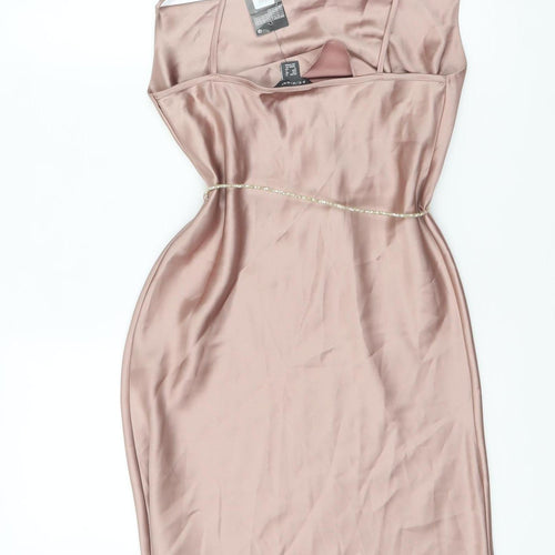 Primark Women Pink Satin Slip Dress Size 8 Party Cocktail