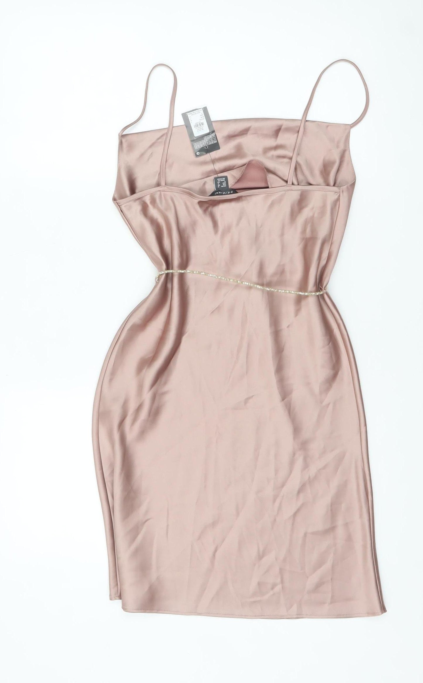Primark Women Pink Satin Slip Dress Size 8 Party Cocktail