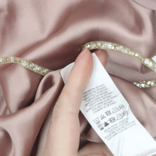 Primark Women Pink Satin Slip Dress Size 8 Party Cocktail