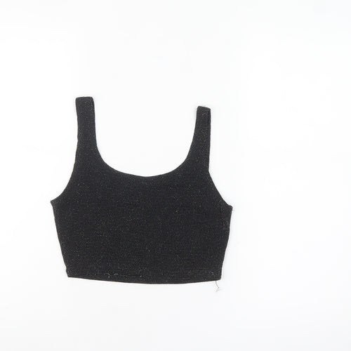 PrettyLittleThing Women's Black Glitter Cropped Tank Top UK 10