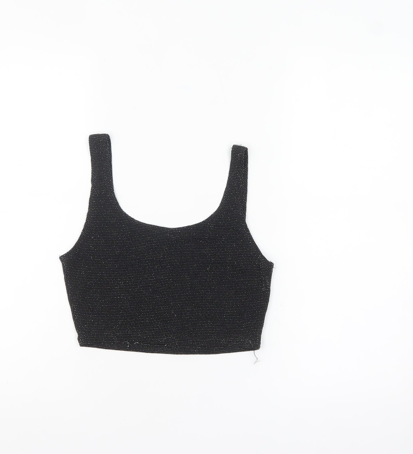 PrettyLittleThing Women's Black Glitter Cropped Tank Top UK 10