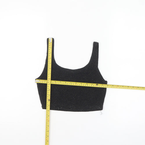 PrettyLittleThing Women's Black Glitter Cropped Tank Top UK 10