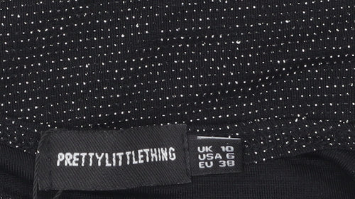 PrettyLittleThing Women's Black Glitter Cropped Tank Top UK 10