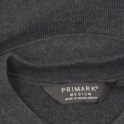 Primark Men's Grey Collared Henley Knit Jumper Size M
