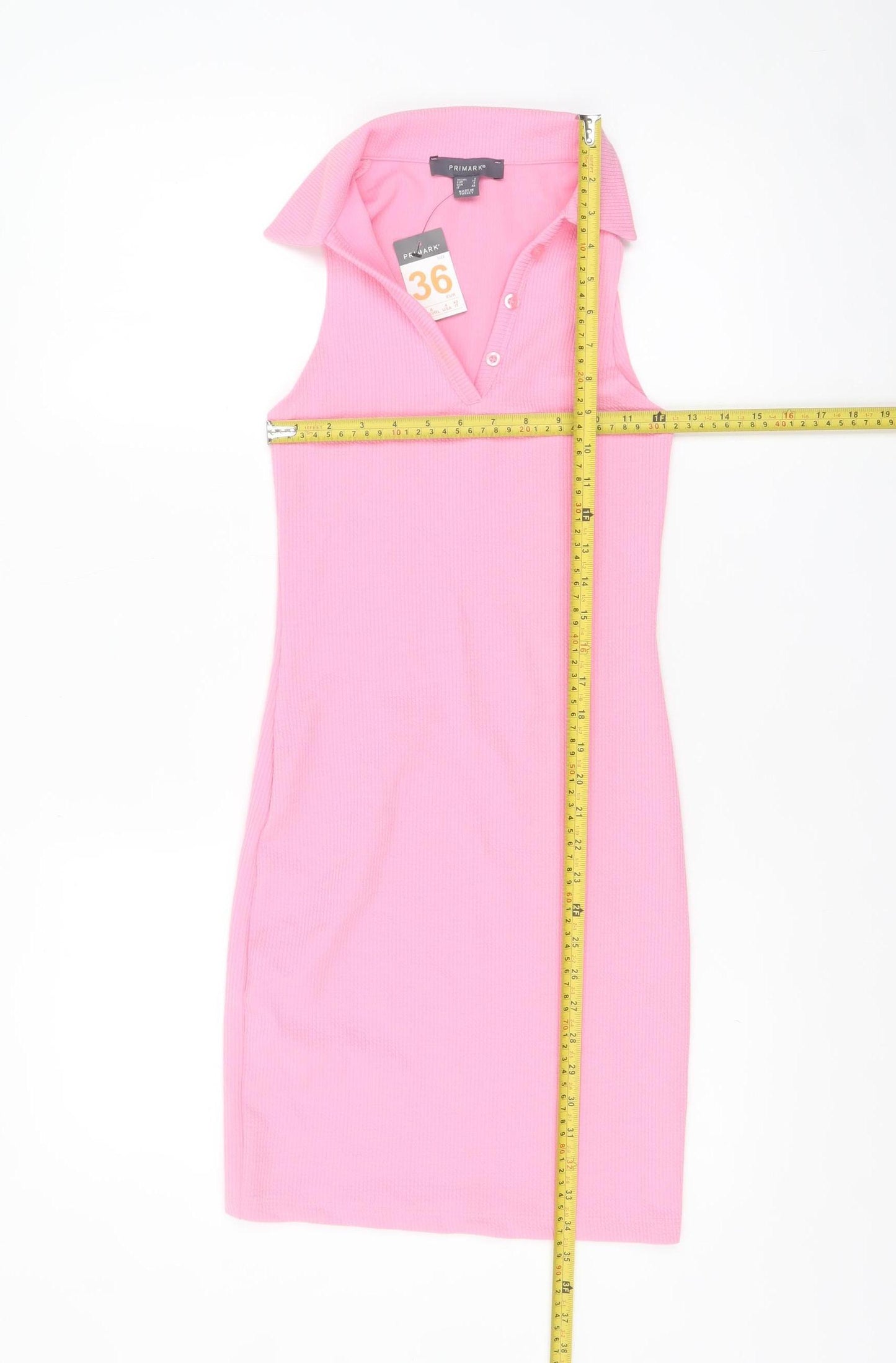 Primark Womens Pink Size 8 Sleeveless Collared Bodycon Knit Dress