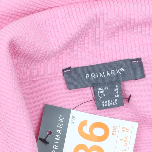 Primark Womens Pink Size 8 Sleeveless Collared Bodycon Knit Dress