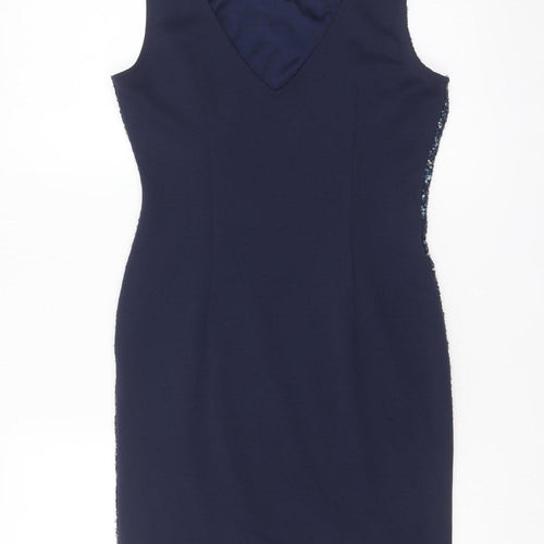 New Look Women Blue Sequin Bodycon Sleeveless Party Dress Size 12