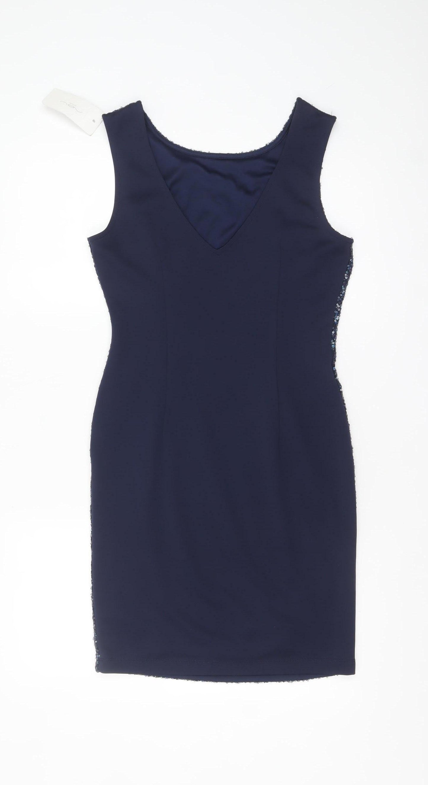 New Look Women Blue Sequin Bodycon Sleeveless Party Dress Size 12