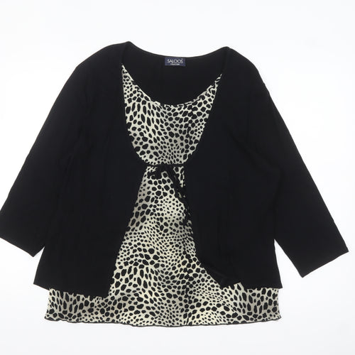 Saloos Womens Black Animal Print Tunic Blouse XL