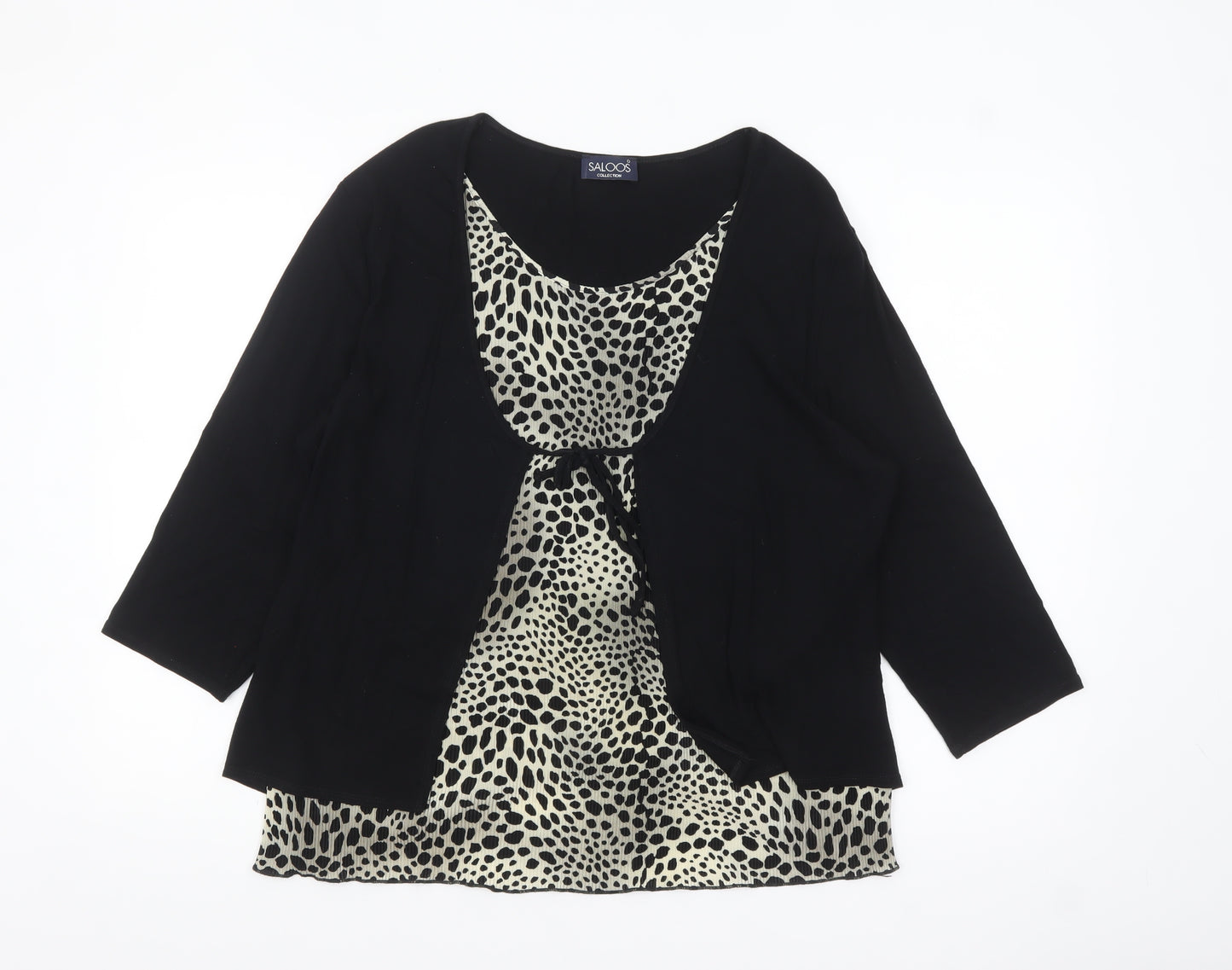 Saloos Womens Black Animal Print Tunic Blouse XL