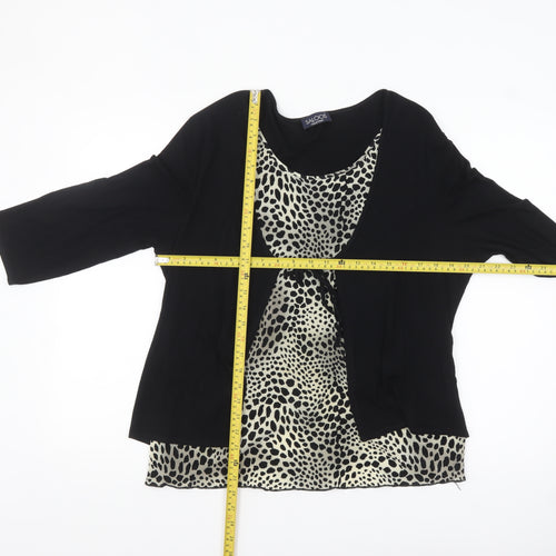 Saloos Womens Black Animal Print Tunic Blouse XL