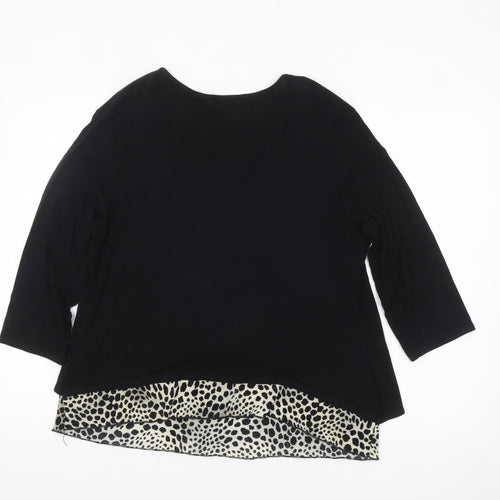 Saloos Womens Black Animal Print Tunic Blouse XL