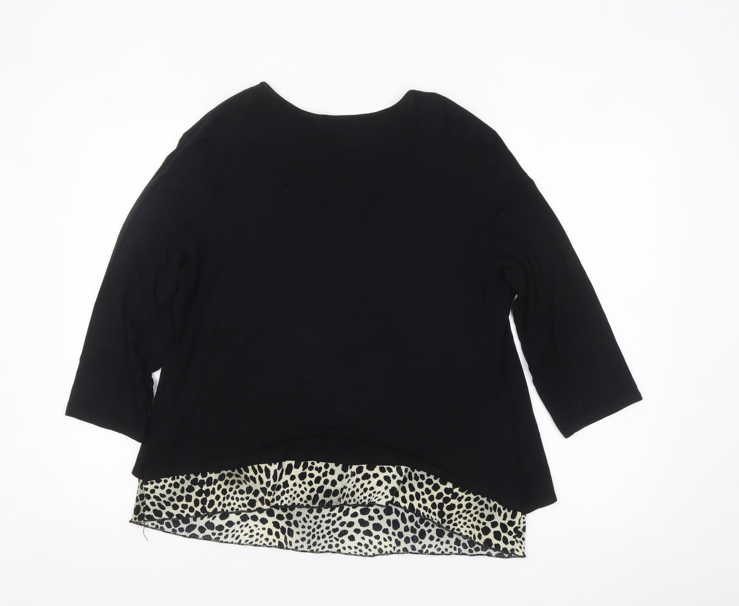 Saloos Womens Black Animal Print Tunic Blouse XL