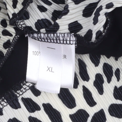 Saloos Womens Black Animal Print Tunic Blouse XL