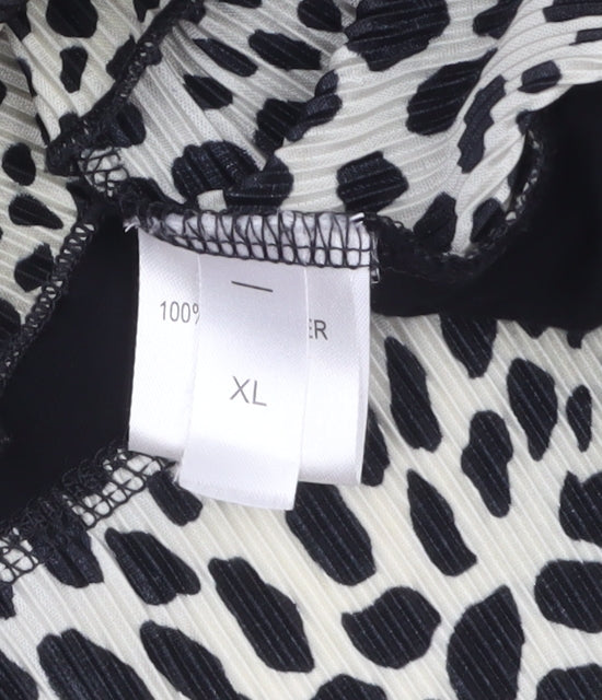 Saloos Womens Black Animal Print Tunic Blouse XL