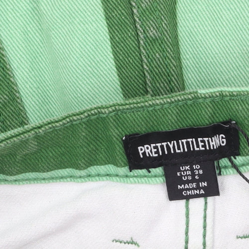 PrettyLittleThing Womens Green Check Mini Denim Skirt UK 10
