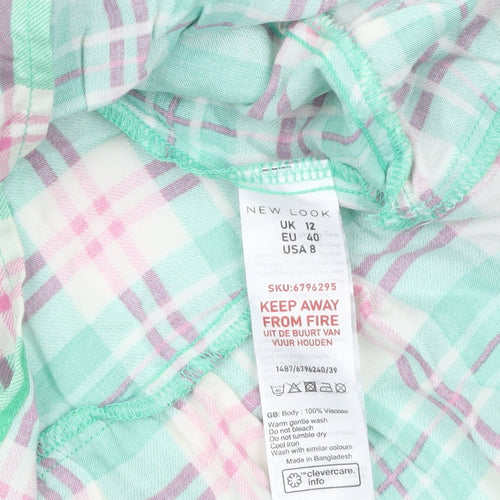 New Look Women's Multicoloured Check Puff Sleeve A-Line Dress Size 12