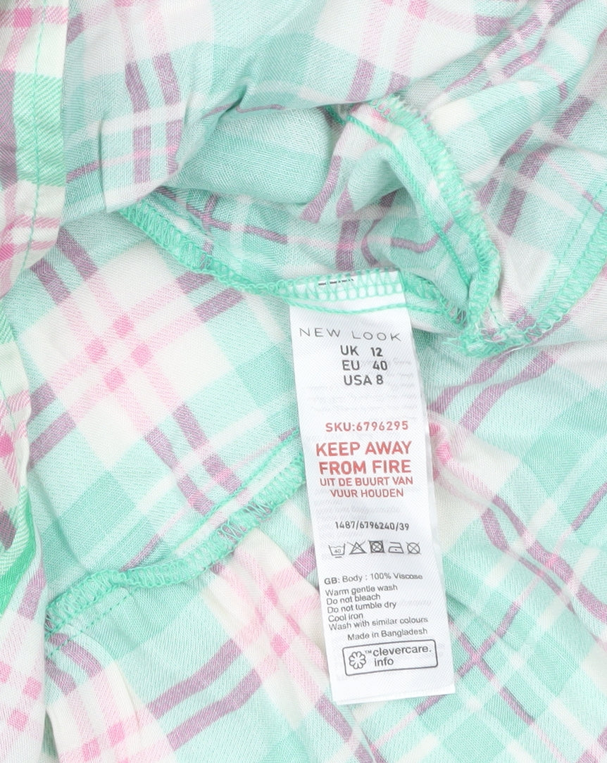 New Look Women's Multicoloured Check Puff Sleeve A-Line Dress Size 12