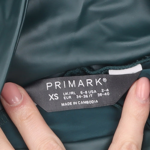 Primark Womens Green Faux Leather High Waist XS Leggings