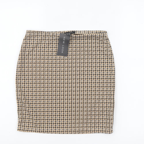 New Look Women's Beige Houndstooth Pencil Skirt Size 10