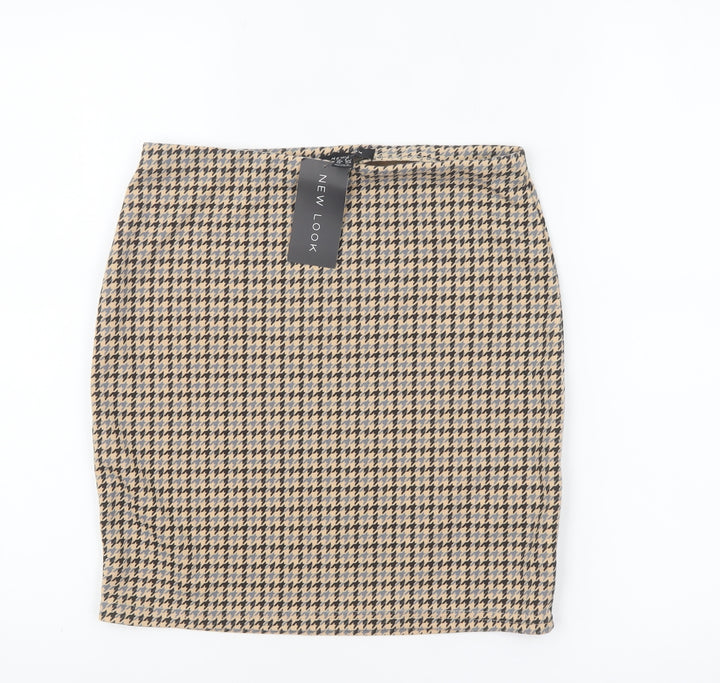 New Look Women's Beige Houndstooth Pencil Skirt Size 10