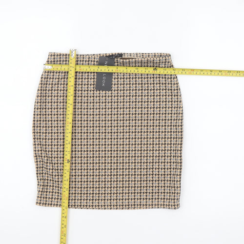 New Look Women's Beige Houndstooth Pencil Skirt Size 10