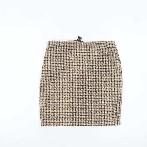 New Look Women's Beige Houndstooth Pencil Skirt Size 10