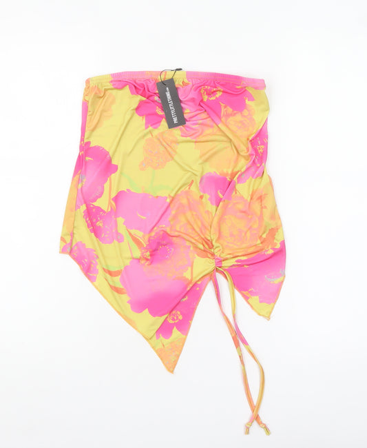 PrettyLittleThing Women’s Multicoloured Floral Strapless Camisole Top Size 14