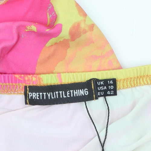 PrettyLittleThing Women’s Multicoloured Floral Strapless Camisole Top Size 14