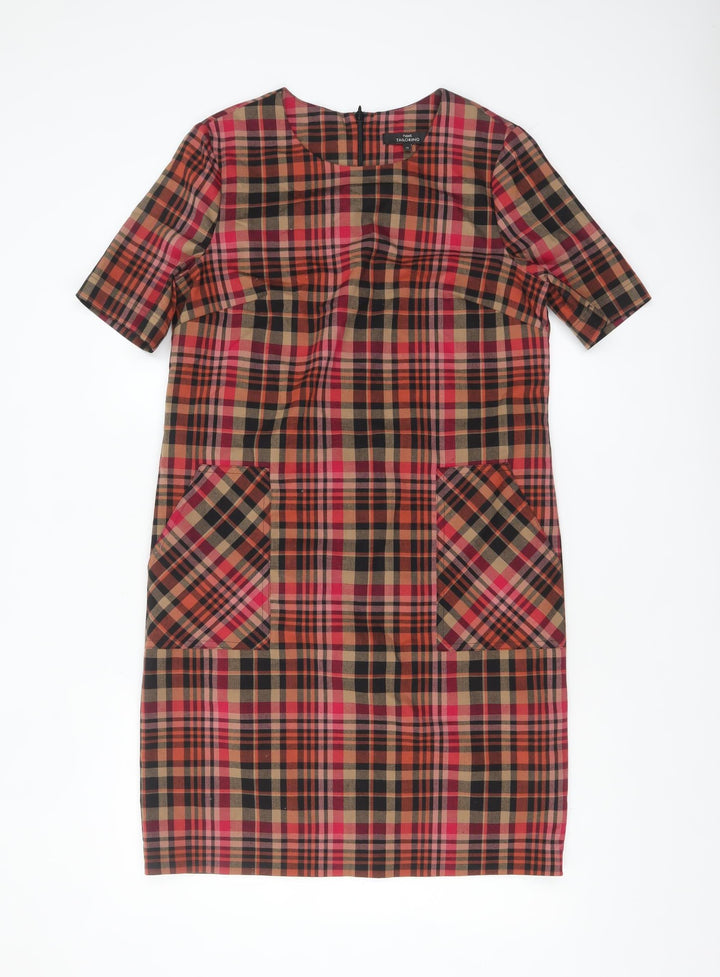 Next Women Multicoloured Check Shift Dress Size 10 Knee Length