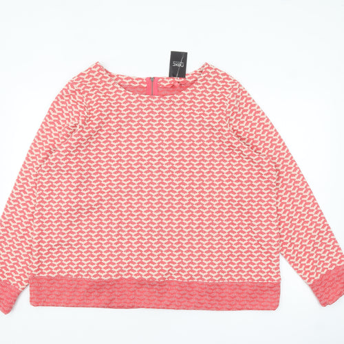 Next Women Pink Geometric Knit Long Sleeve Tunic Blouse Size 22