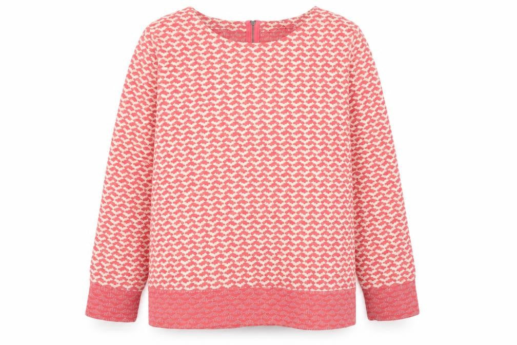 Next Women Pink Geometric Knit Long Sleeve Tunic Blouse Size 22