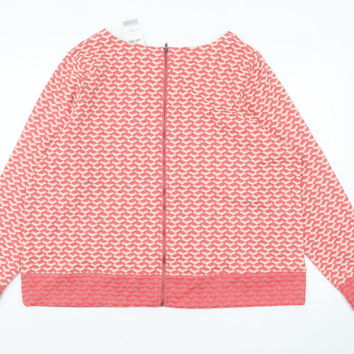 Next Women Pink Geometric Knit Long Sleeve Tunic Blouse Size 22