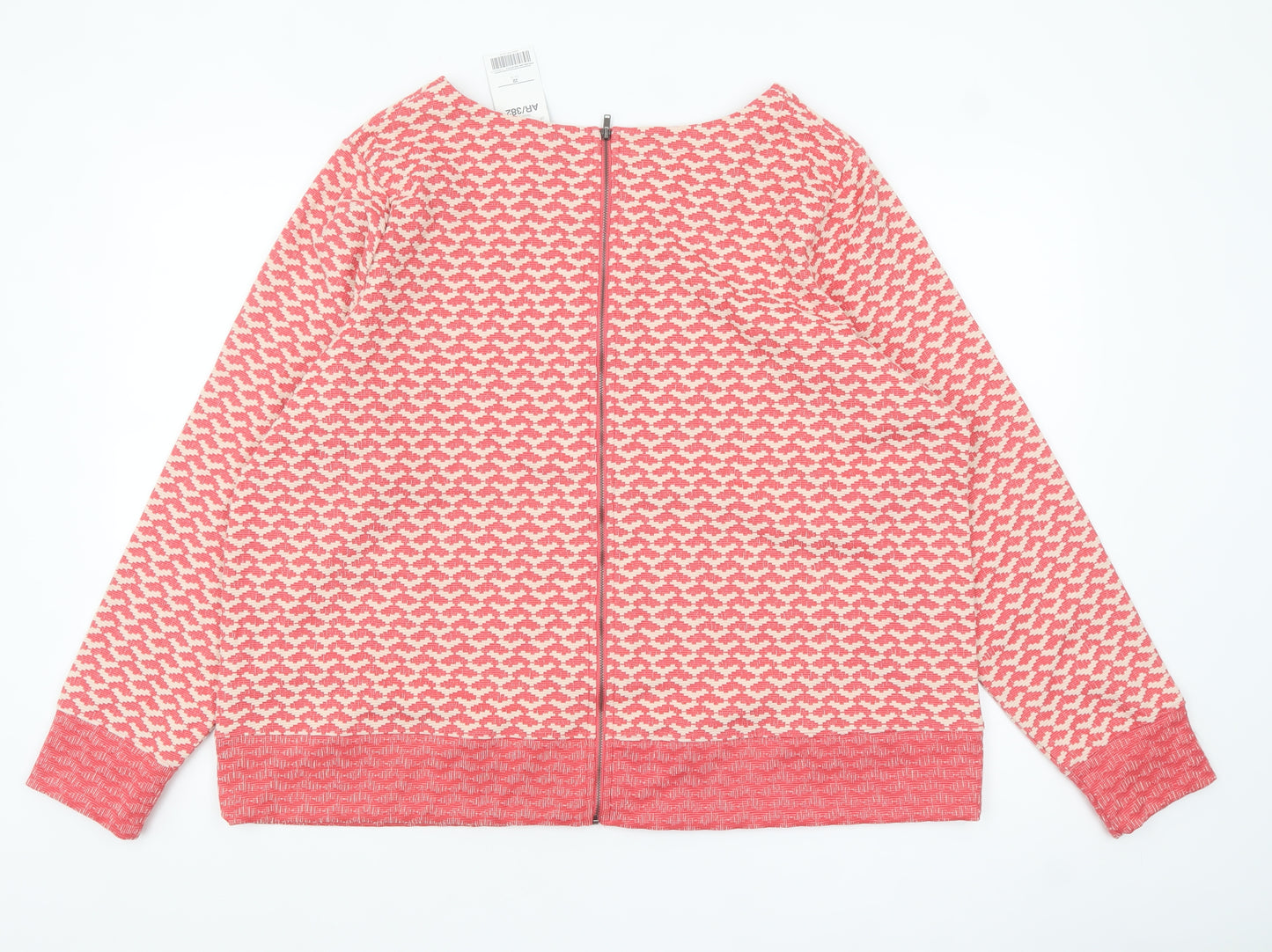Next Women Pink Geometric Knit Long Sleeve Tunic Blouse Size 22