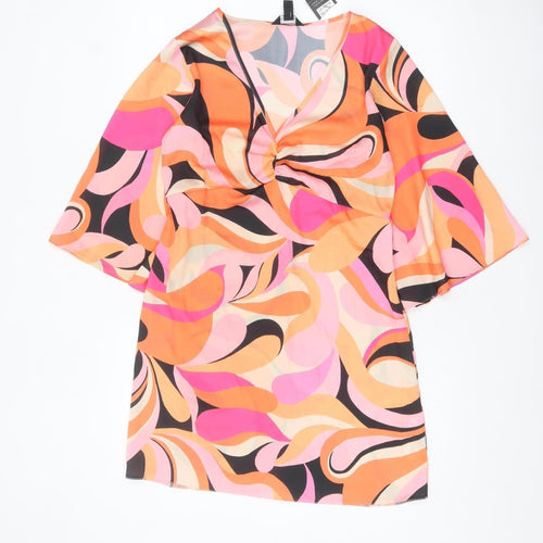 New Look Women's Multicoloured Size 8 Retro Wrap Mini Dress