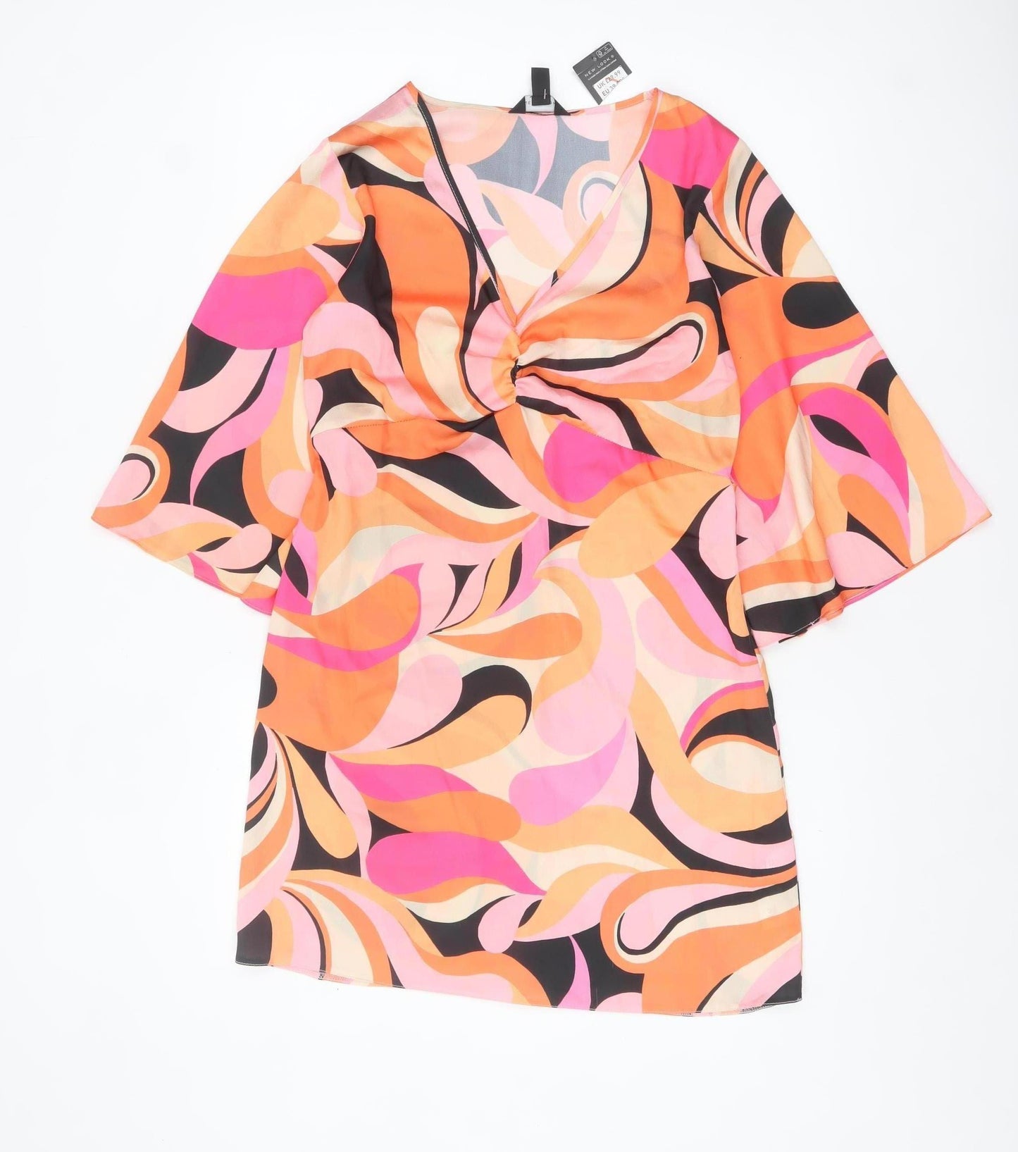 New Look Women's Multicoloured Size 8 Retro Wrap Mini Dress