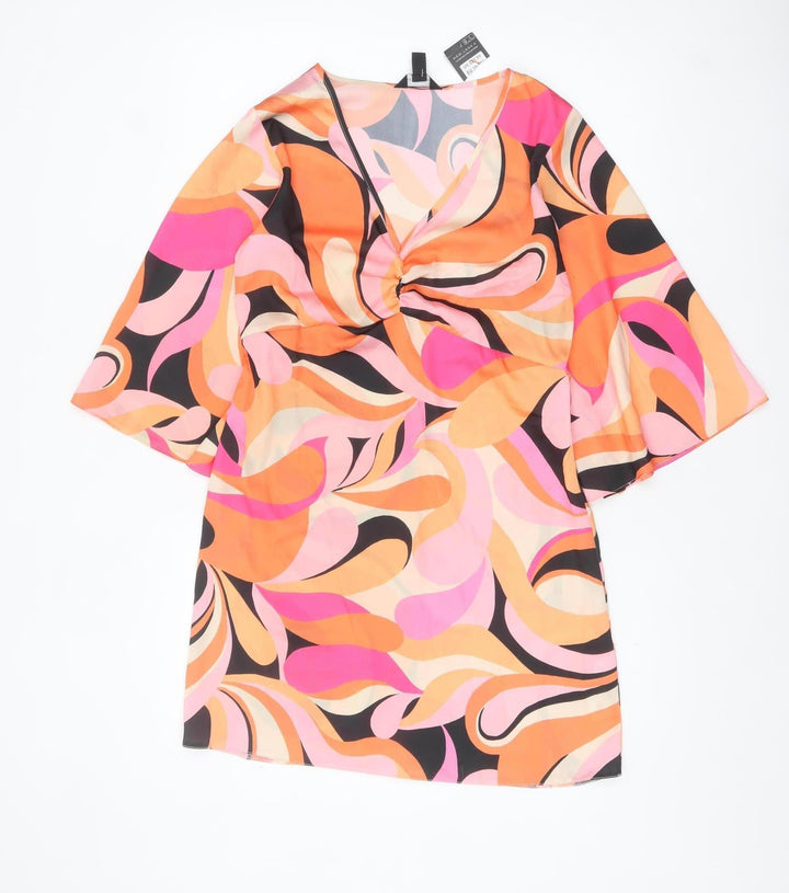 New Look Women's Multicoloured Size 8 Retro Wrap Mini Dress