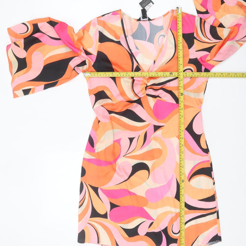 New Look Women's Multicoloured Size 8 Retro Wrap Mini Dress