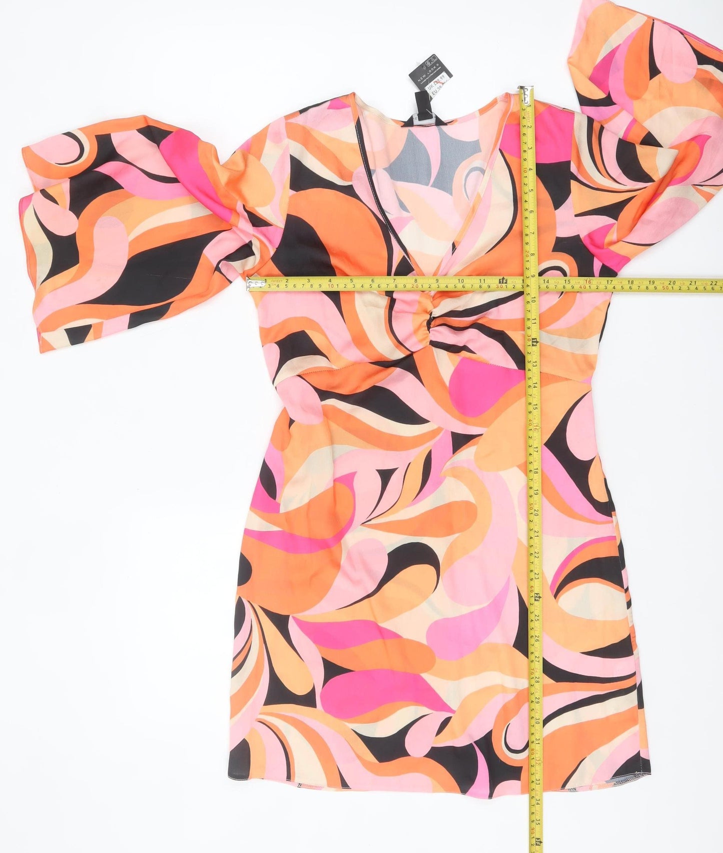 New Look Women's Multicoloured Size 8 Retro Wrap Mini Dress