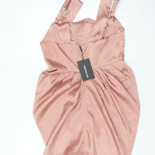PrettyLittleThing Women’s Pink Satin Bodycon Dress Size 14 Party