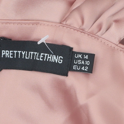 PrettyLittleThing Women’s Pink Satin Bodycon Dress Size 14 Party