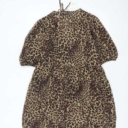 Marks and Spencer Women Brown Leopard Print Shift Dress Size 10