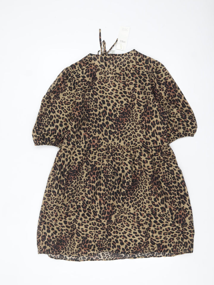 Marks and Spencer Women Brown Leopard Print Shift Dress Size 10