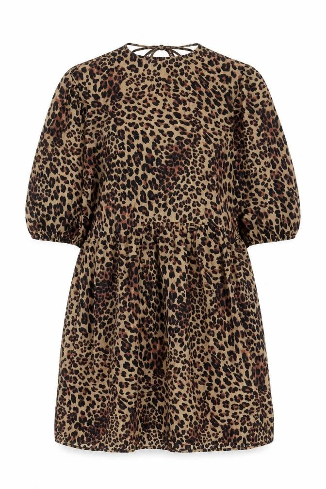 Front view of Marks & Spencer Women Brown Leopard Print Shift Dress, size 10