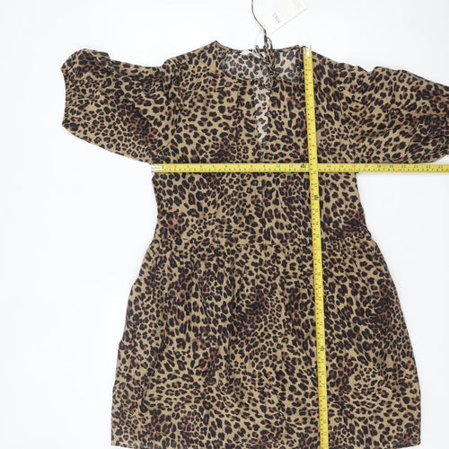 Marks and Spencer Women Brown Leopard Print Shift Dress Size 10